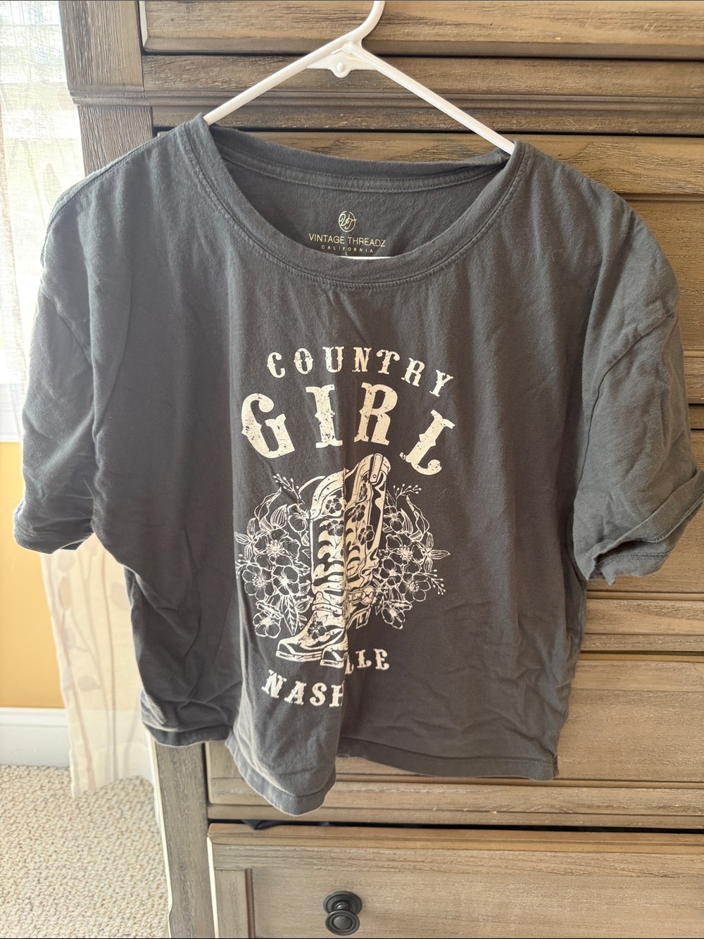 Cropped Country Girl' Black Graphic T‑Shirt